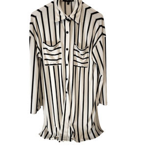 Always Indigo white with black stripes womens shirt